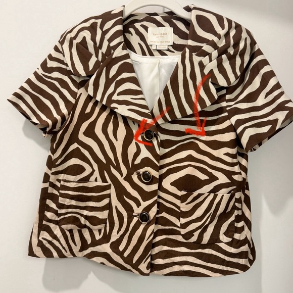 Kate Spade Silk Blend Zebra Print Cropped Jacket. Size 2 - Picture 9 of 9